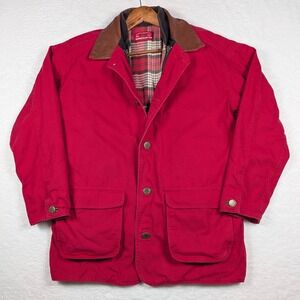 Vintage Marlboro Country Store Chore Jacket Mens Medium Red Plaid Blanket Lined
